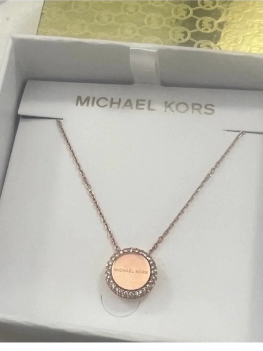 Michael Kors Gold-Tone Circle Pendant Necklace and Stud Earrings Set